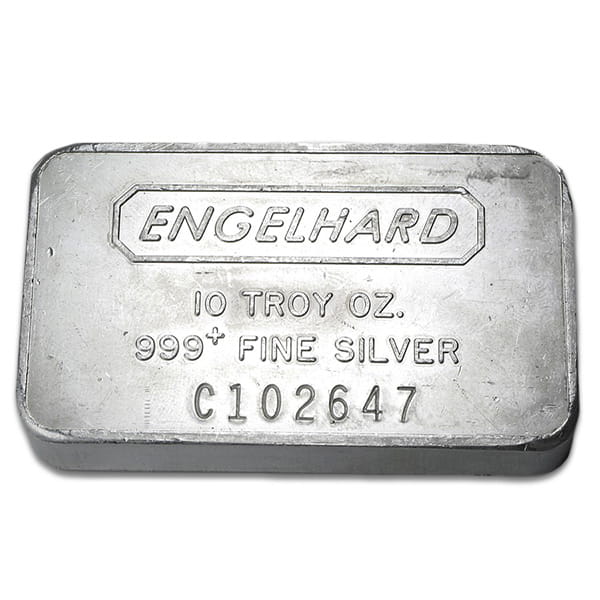 Engelhard Silver Bar - 10 Troy Ounces, .999 Pure Silver