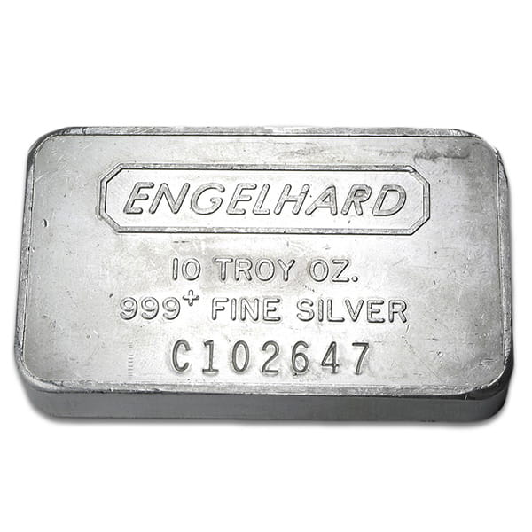 Engelhard Silver Bar - 10 Troy Ounces, .999 Pure Silver (Secondary Market)
