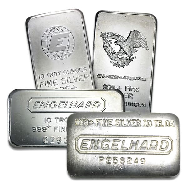 Engelhard Silver Bar - 10 Troy Ounces, .999 Pure Silver
