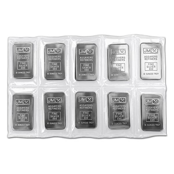 Johnson Matthey MINTED 10-oz Silver Bar, .999 Pure