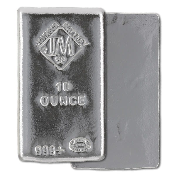 Johnson Matthey 10-oz Silver Bar (Poured), .999 Pure