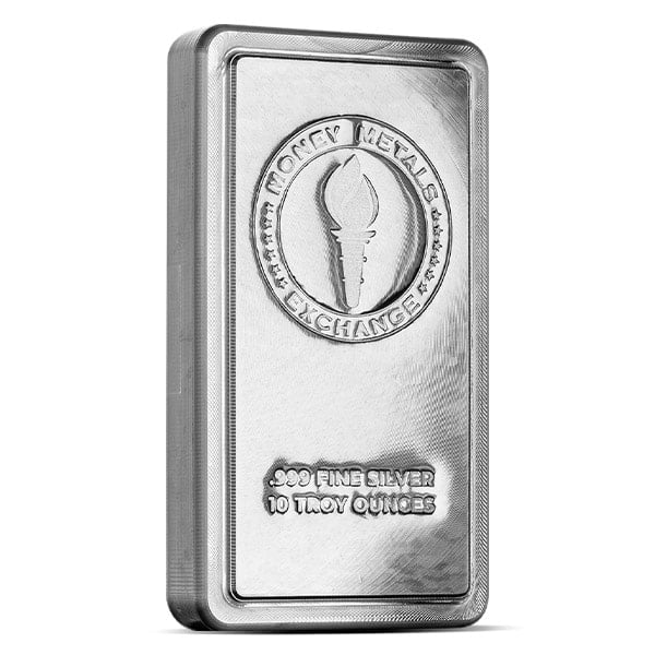 Money Metals Stacker 10 Troy Ounce Silver Bar, .999 Pure