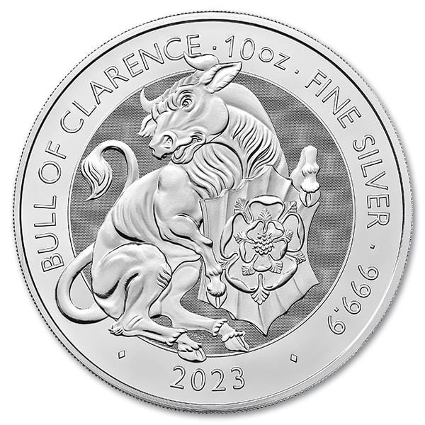 10 Oz British Royal Mint Tudor Beasts: Bull of Clarence - .9999 Pure Silver Coin
