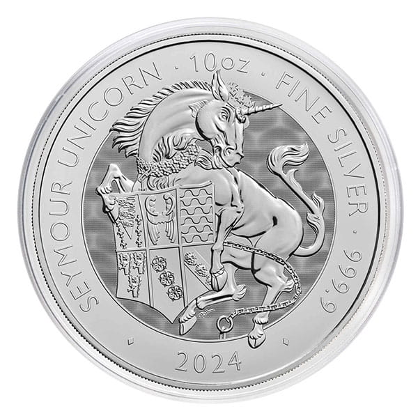 10 Oz British Royal Mint Tudor Beasts; Seymour Unicorn - .9999 Pure Silver Coin