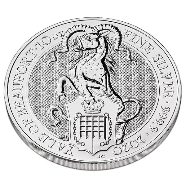British Royal Mint Queen's Beast; Yale - 10 Oz Silver Coin .9999 Pure thumbnail