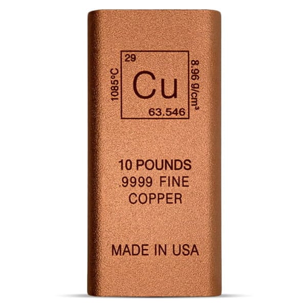 Copper BAR - Element Design, 10 Pounds, .999 Pure Copper