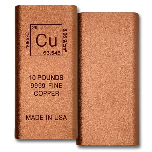 Copper BAR - Element Design, 10 Pounds, .999 Pure Copper