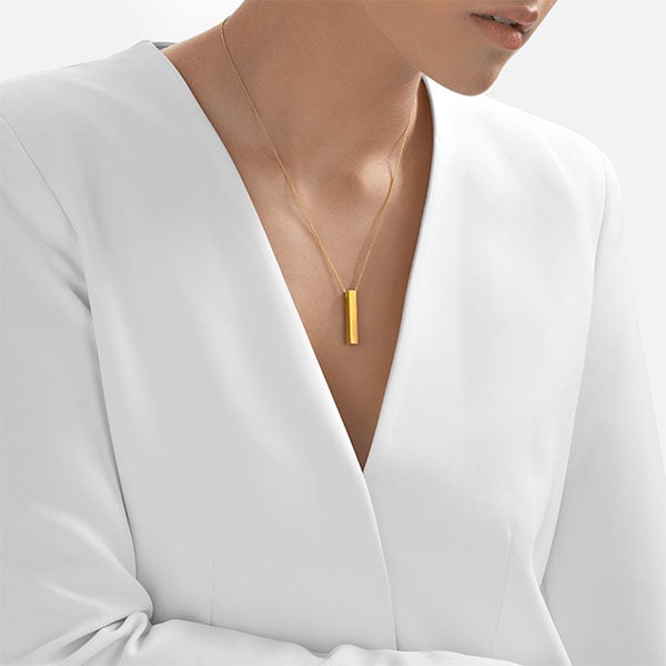 Gold Pendant - Narrow Pillar **Matte Finish** - 11.1 Grams, 24K Pure