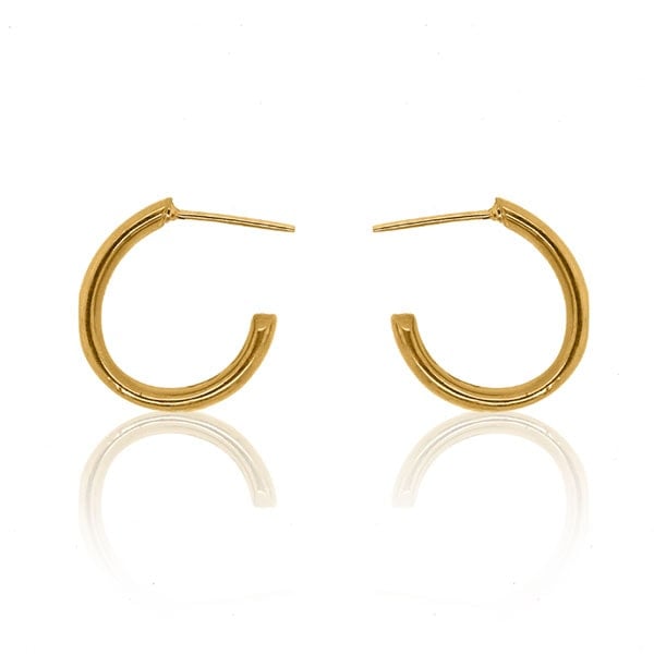 Gold Earrings - Classic Round Hoops **Polished Finish** - 11.4 Grams, 24K Pure