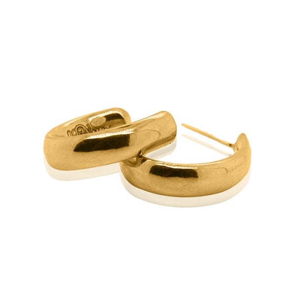 Gold Earrings - Classic Round Hoops **Polished Finish** - 11.4 Grams, 24K Pure