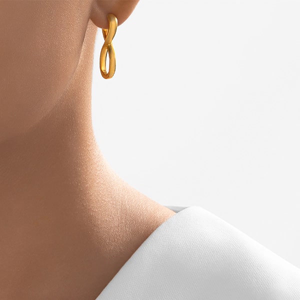 Gold Earrings - Figure Eight **Matte Finish** - 11.9 Grams, 24K Pure