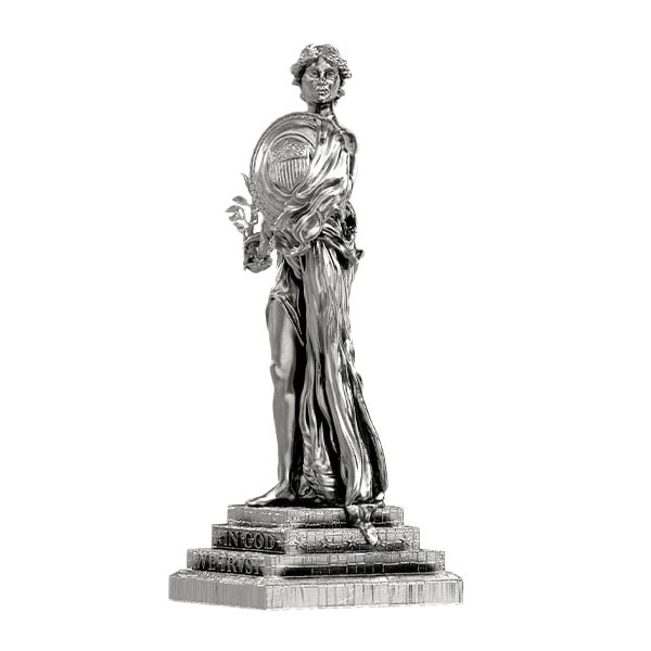 Standing Liberty - Sterling Silver Statue, 11 Troy Ozs, .925 Pure