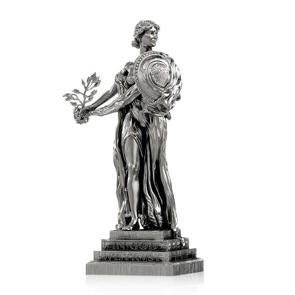 Standing Liberty - Sterling Silver Statue, 11 Troy Ozs, .925 Pure