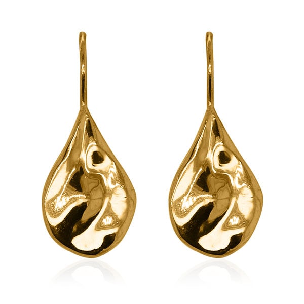 Gold Earrings - Molten Drop **Polished Finish** - 11.4 Grams, .9999 Fine 24K Pure