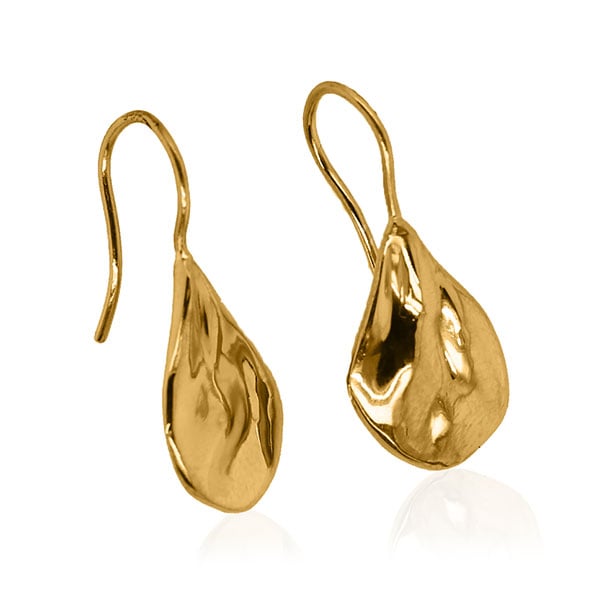 Gold Earrings - Molten Drop **Polished Finish** - 12.1 Grams, 24K Pure thumbnail