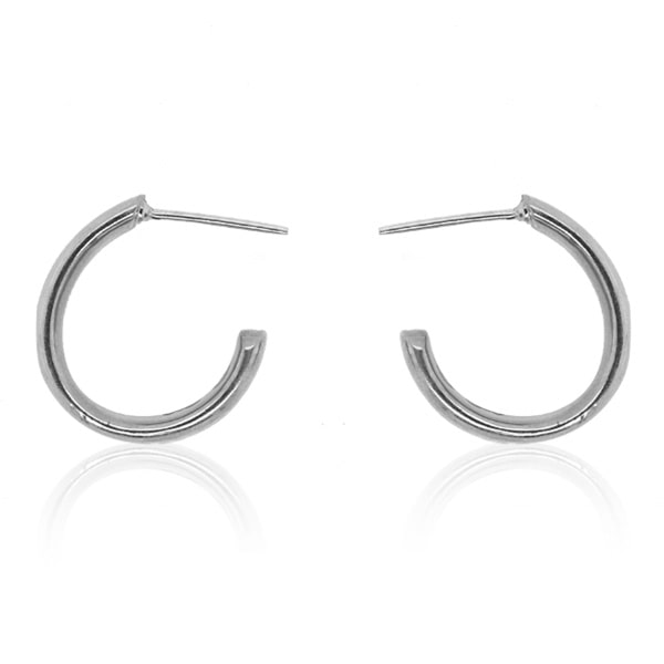 Platinum Earrings - Classic Round Hoops **Polished Finish** - 12.3 Grams, 24K Pure thumbnail