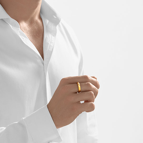 Gold Ring - Slanted Ridge **Matte Finish** - 12.6 Grams, 24K Pure - Large