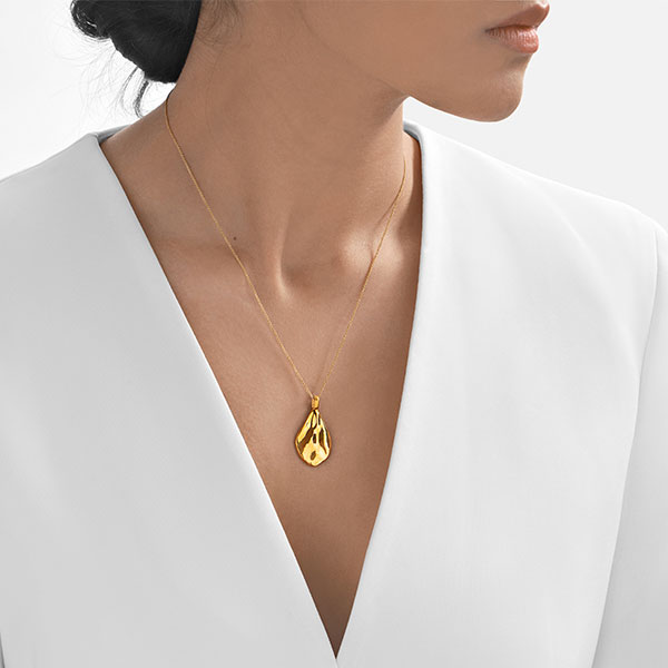 Gold Pendant - Molten Drop **Polished Finish** - 12.8 Grams, 24K Pure