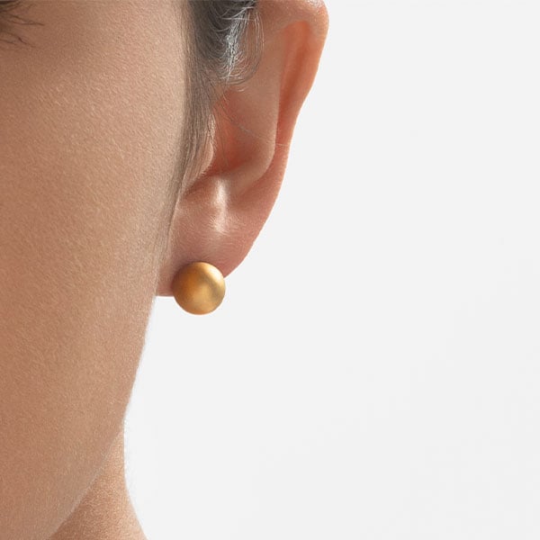 Gold Earrings - Gold Orb Studs **Hybrid Finish** - 12.5 Grams, .9999 Fine 24K Pure