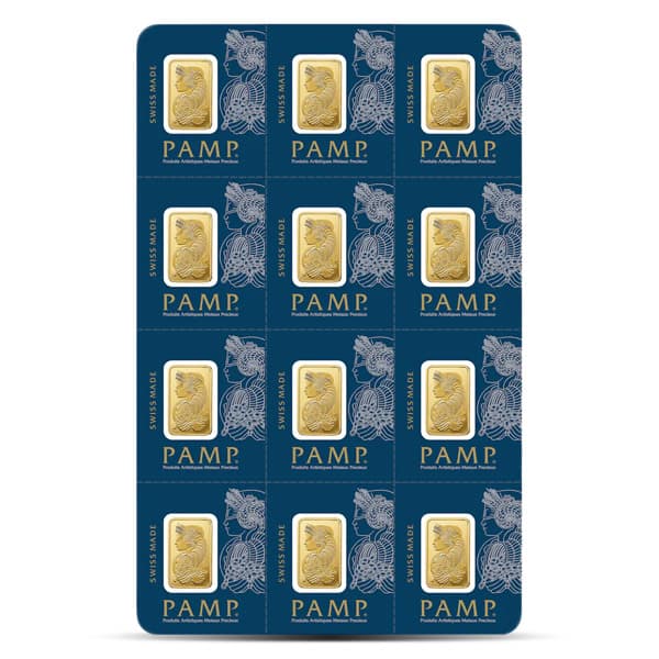 PAMP Multigram+12 Gold Bars - Qty 12 x 1g Bars .9999 Pure