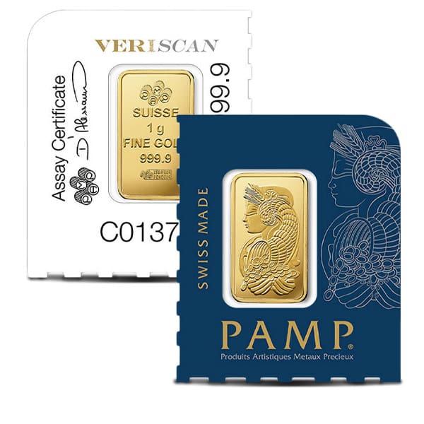 PAMP Multigram+12 Gold Bars - Qty 12 x 1g Bars .9999 Pure