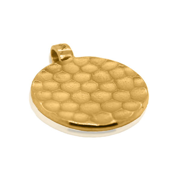 Gold Pendant - Hammered Medallion **Hybrid Finish** - 13.4 Grams, .9999 Fine 24K Pure