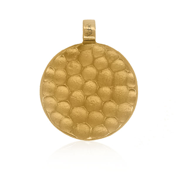Gold Pendant - Hammered Medallion **Hybrid Finish** - 13.4 Grams, 24K Pure