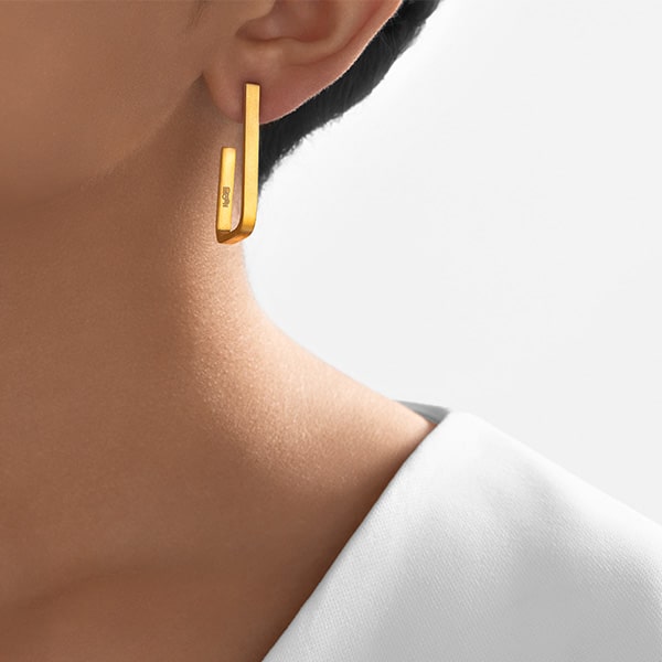 Gold Earrings - Minimalist Triangles **Matte Finish** - 13.7 Grams, 24K Pure thumbnail