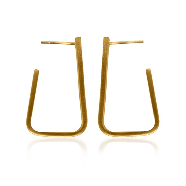 Gold Earrings - Minimalist Triangles **Matte Finish** - 13.7 Grams, 24K Pure thumbnail