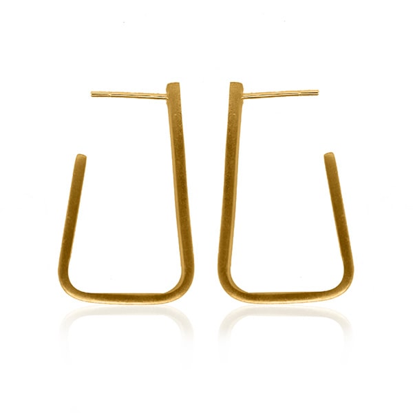 Gold Earrings - Minimalist Triangles **Matte Finish** - 13.7 Grams, .9999 Fine 24K Pure