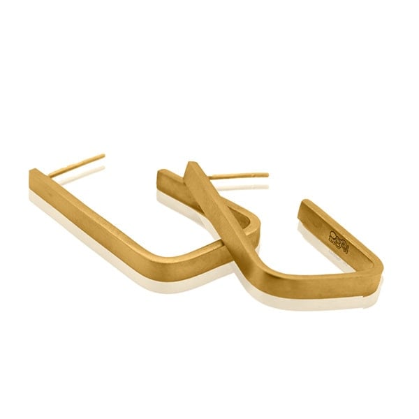 Gold Earrings - Minimalist Triangles **Matte Finish** - 13.7 Grams, .9999 Fine 24K Pure