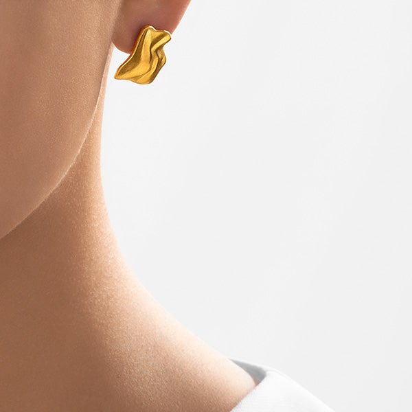 Gold Earrings - Gold Foil **Matte Finish** - 14.3 Grams, 24K Pure thumbnail