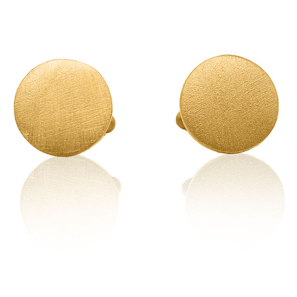 Gold Cufflinks - Textured Discs **Matte Finish** - 14.8 Grams, 24K Pure