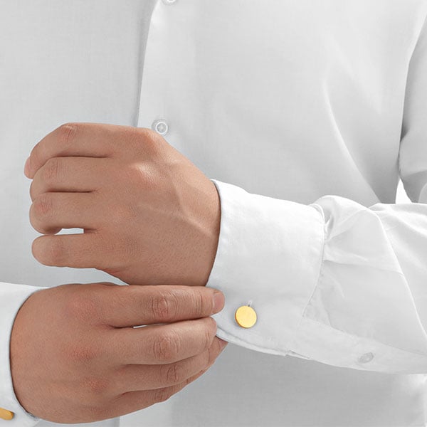Gold Cufflinks - Textured Discs **Matte Finish** - 14.8 Grams, 24K Pure