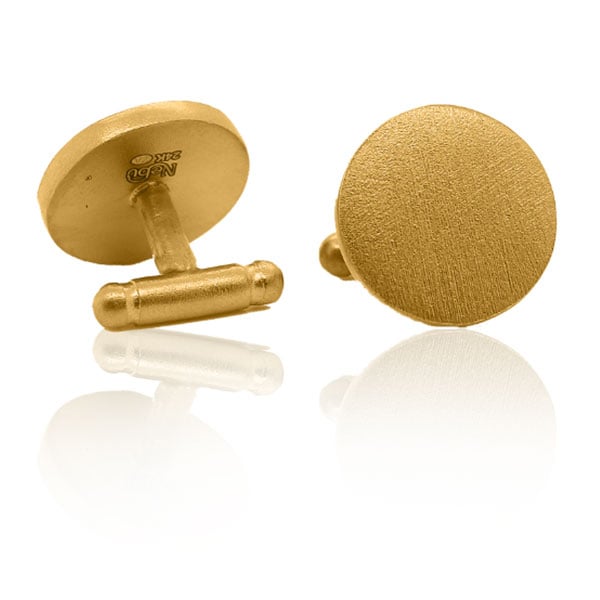 Gold Cufflinks - Textured Discs **Matte Finish** - 14.8 Grams, .9999 Fine 24K Pure