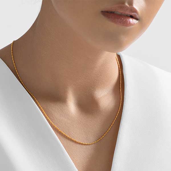 Gold Chain - 2.3 mm Rope Design - 46 cm (18.1") Length, 14.2 Grams 22k Gold