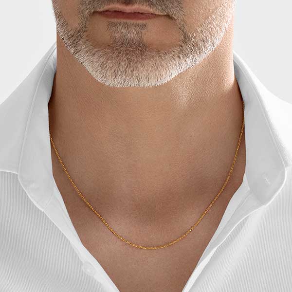 Gold Chain - 2.3 mm Rope Design - 46 cm (18.1") Length, 14.2 Grams 22k Gold