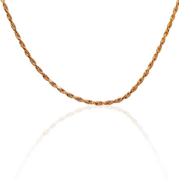 Gold Chain - 2.3 mm Rope Design - 46 cm (18.1") Length, 14.2 Grams 22k Gold