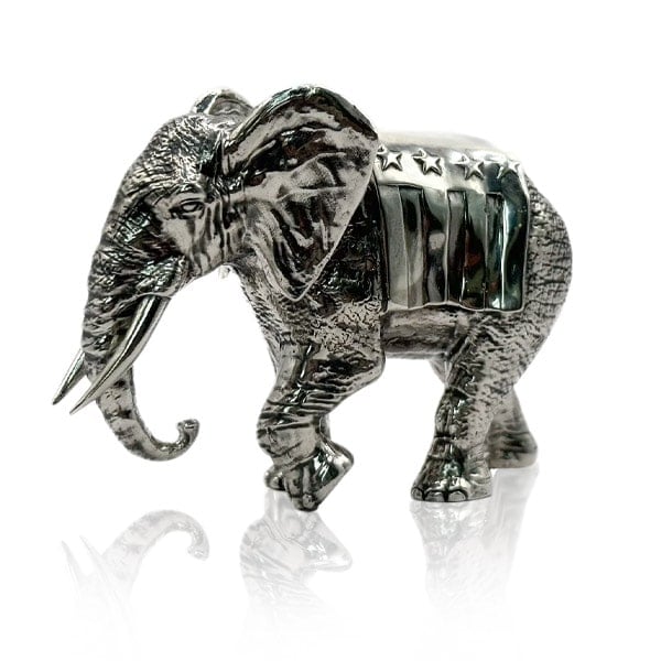 American Elephant - Sterling Silver Statue, 15 Troy Ozs, .925 Pure