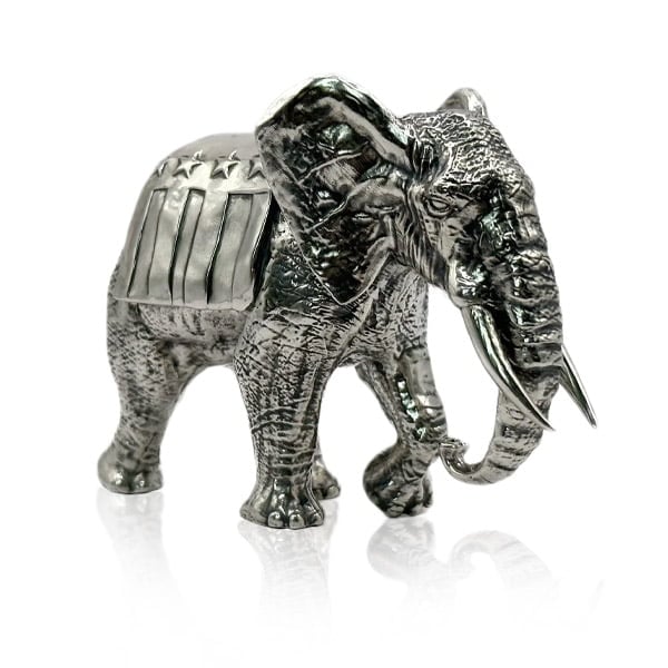 American Elephant - Sterling Silver Statue, 15 Troy Ozs, .925 Pure