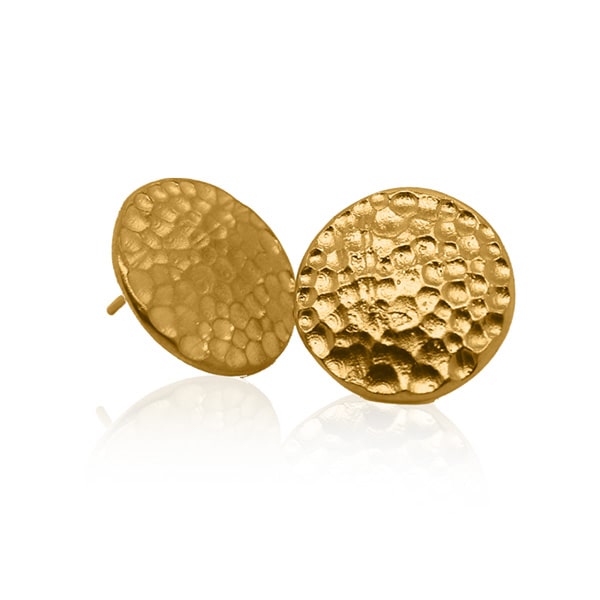 Gold Earrings - Hammered Shields **Matte Finish** - 17.1 Grams, 24K Pure thumbnail