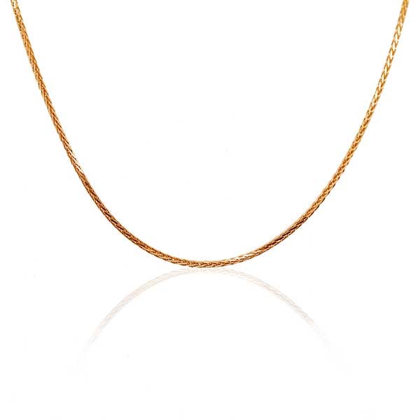 Gold Chain - 2.4 mm Wheat Design - 46 cm (18.1") Length, 16.3 Grams 22k Gold