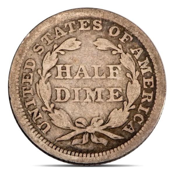 1837 - 1873 Silver Half Dime, Seated Liberty (Good to Very Good)