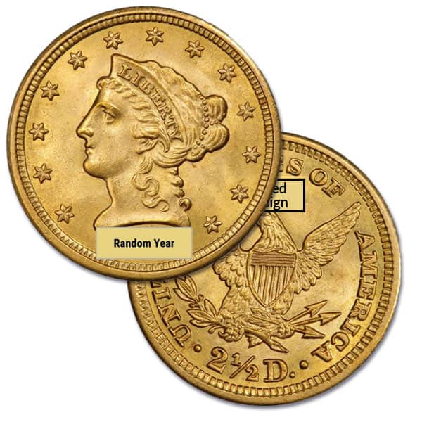$2.50 Liberty U.S. Gold (1840-1907), Brilliant Uncirculated (BU), 0.1209 Troy Ounce Gold Content