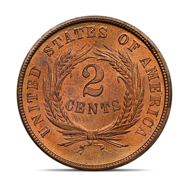Civil War US Coins (2pc) - 1864 2 Cent and 1865 3 Cent (Good to Very Good)