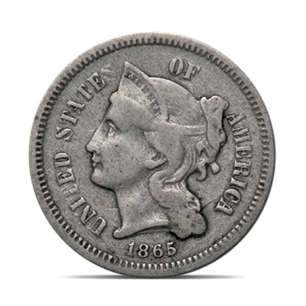 Civil War US Coins (2pc) - 1864 2 Cent and 1865 3 Cent (Good to Very Good)