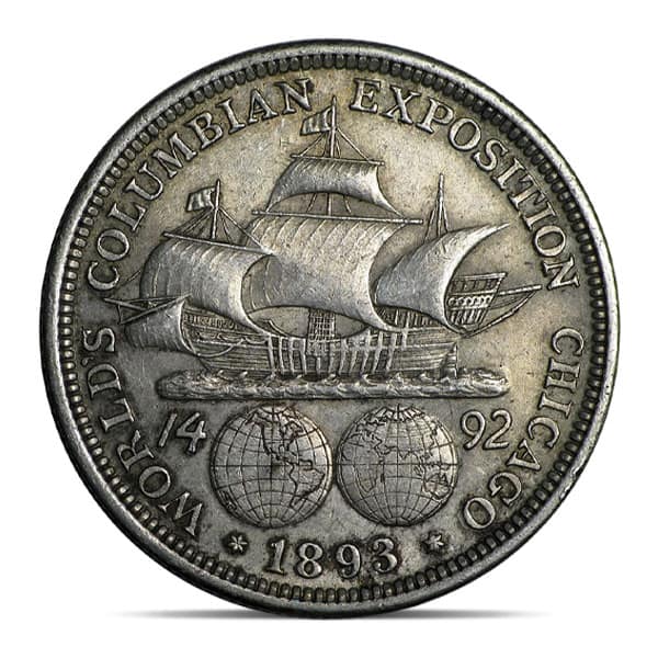 1893 Columbus Silver Half Dollar - Almost Uncirculated