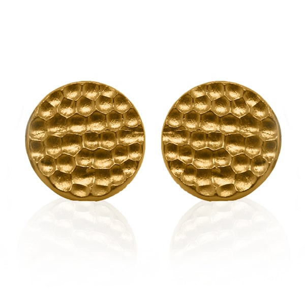 Gold Cufflinks - Hammered Discs **Hybrid Finish** - 19.8 Grams, 24K Pure