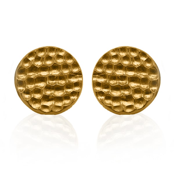 Gold Cufflinks - Hammered Discs **Hybrid Finish** - 19.8 Grams, .9999 Fine 24K Pure