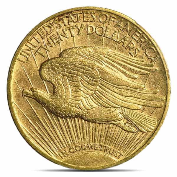 $20 St. Gaudens U.S. Gold (1907-1933), Brilliant Uncirculated (BU), 0.9675 Troy Ounce Gold Content